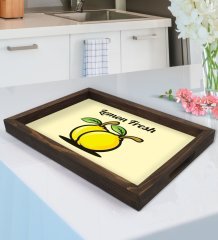 BK Gift Lemon Fresh Tasarımlı Doğal Ahşap Tepsi-1
