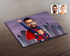 Kişiye Özel Süper Baba ve Çocuk Karikatürlü Ahşap Puzzle-1