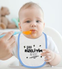 BK Kids Rizeliyim Ne Oldi Tasarımlı Mavi Bebek Body Zıbın ve Mama Önlüğü Hediye Seti-1