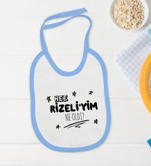 BK Kids Rizeliyim Ne Oldi Tasarımlı Mavi Bebek Body Zıbın ve Mama Önlüğü Hediye Seti-1
