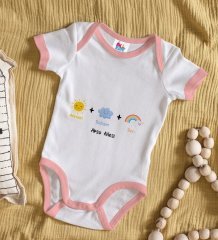 BK Kids Kişiye Özel Pembe Bebek Body Zıbın - Model 70