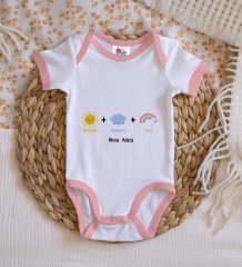 BK Kids Kişiye Özel Pembe Bebek Body Zıbın - Model 70