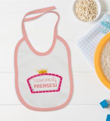 BK Kids Trakyanın Prensesi Tasarımlı Pembe Bebek Mama Önlüğü-1