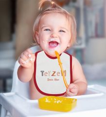 BK Kids Kişiye Özel Teyzem Tasarımlı Kırmızı Bebek Mama Önlüğü-1