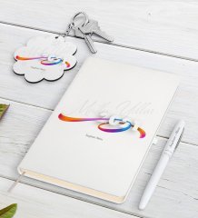 Kişiye Özel 2023 Mutlu Yıllar Beyaz Defter Kalem ve Anahtarlık Hediye Seti-4