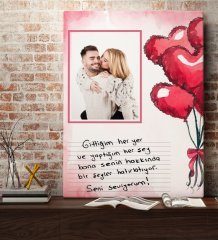 Kişiye Özel Kendi El Yazın Mesajlı Fotoğraflı Hediye Kanvas Tablo 70x100cm-3