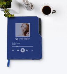 Kişiye Özel Spotify Tasarımlı Lacivert Termo Deri Defter-1
