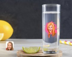 Kişiye Özel Renkli Baskılı Kadın Karikatürlü Vodka Bardağı-31