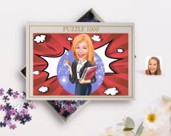 Kişiye Özel Kadın Yönetici Karikatürlü 1000 Parça Profesyonel Puzzle-1