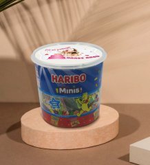 Kişiye Özel İsimli Fotoğraflı Doğum Günü Tasarımlı Dev Boy Haribo Minis Kovası (10gx100adet) Model 17