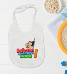 BK Kids Babamı Aratmayın Bana Tasarımlı Bebek Mama Önlüğü - Model 1