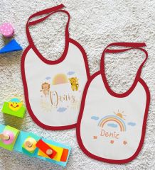 BK Kids Kişiye Özel İsimli 2’li Kırmızı Mama Önlüğü-10