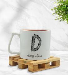 BK Gift Kişiye Özel Baş Harf Çizimli ve İsimli Middle Kupa, Arkadaşa Hediye, Sevgiliye Hediye, İş Hediyesi