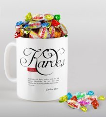 Kişiye Özel Mânâ Kardeş Kupa ve Haribo Şeker Hediye Seti