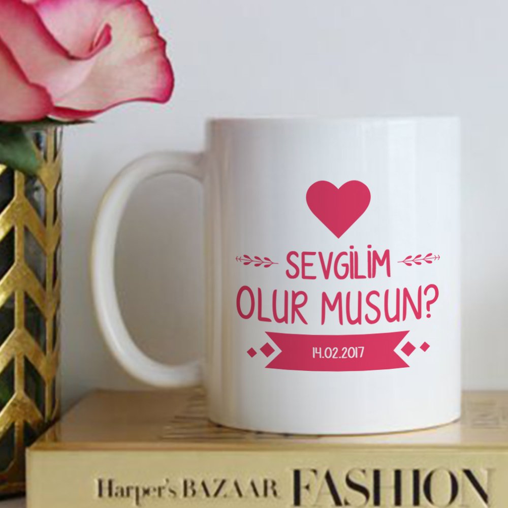 Kişiye Özel Sevgilim Olur Musun Beyaz Kupa Bardak