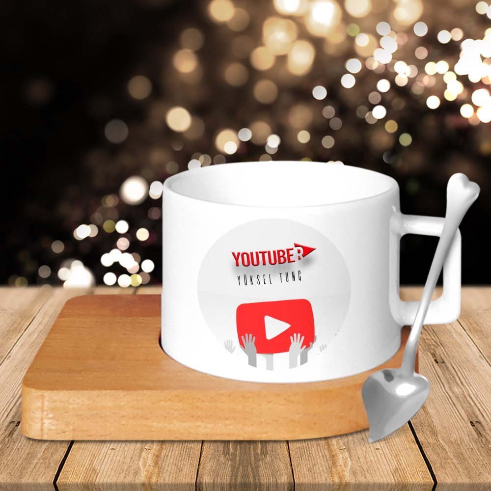Kişiye Özel Mesleki Youtuber Altlıklı Seramik Fincan - 3