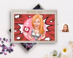 Kişiye Özel Kadın Youtuber Karikatürlü 1000 Parça Profesyonel Puzzle-2