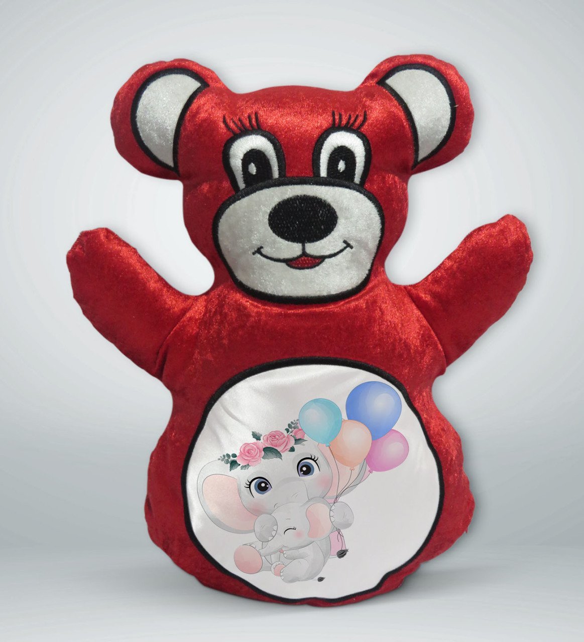 BK Gift Sevimli Fil Tasarımlı Kırmızı Ayıcık Yastık-8