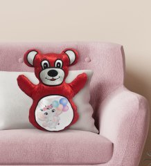 BK Gift Sevimli Fil Tasarımlı Kırmızı Ayıcık Yastık-8