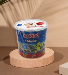 Kişiye Özel İsimli Fotoğraflı Doğum Günü Tasarımlı Dev Boy Haribo Minis Kovası (10gx100adet) Model 16