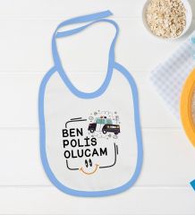 BK Kids Polis Olucam Tasarımlı Mavi Bebek Body Zıbın ve Mama Önlüğü Hediye Seti-1