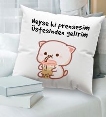 BK Gift Esprili Beyaz Kırlent Yastık, Ev Hediyesi, Ev Dekorasyonu, Dekoratif Hediye-11