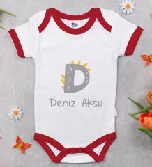 BK Kids Kişiye Özel Harfli Kırmızı Bebek Body Zıbın-3