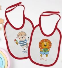 BK Kids Kişiye Özel İsimli 2’li Kırmızı Mama Önlüğü-9