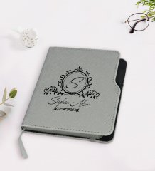 Kişiye Özel İsimli Gri Termo Deri Defter-11