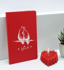 BK Gift Sevgililere Özel İsimli Kırmızı Defter ve Kokulu Kalp Mum Hediye Seti-1, Sevgiliye Hediye, Sevgililer Günü