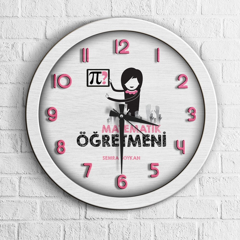 Kişiye Özel Mesleki Matematik Öğretmeni Ahşap Duvar Saati - 1