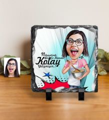 Kişiye Özel Ev Hanımı Karikatürlü Dekoratif Doğal Taş - 3