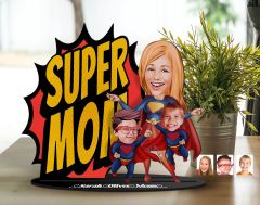 BK Gift Kişiye Özel Aile Karikatürlü 3D Ahşap Biblo, Anneler Günü Biblo, Ahşap Biblo, Anneye Hediye, Ev Dekoru-3