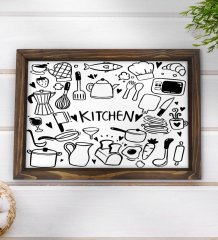 BK Gift Kitchen Tasarımlı Doğal Ahşap Tepsi-1