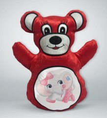 BK Gift Sevimli Fil Tasarımlı Kırmızı Ayıcık Yastık-7