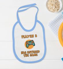 BK Kids Player 3 Tasarımlı Mavi Bebek Body Zıbın ve Mama Önlüğü Hediye Seti-1