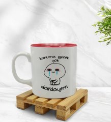 Bk Gift Dardayım Tasarımlı İçi Kırmızı Renkli Kupa Bardak Model 1