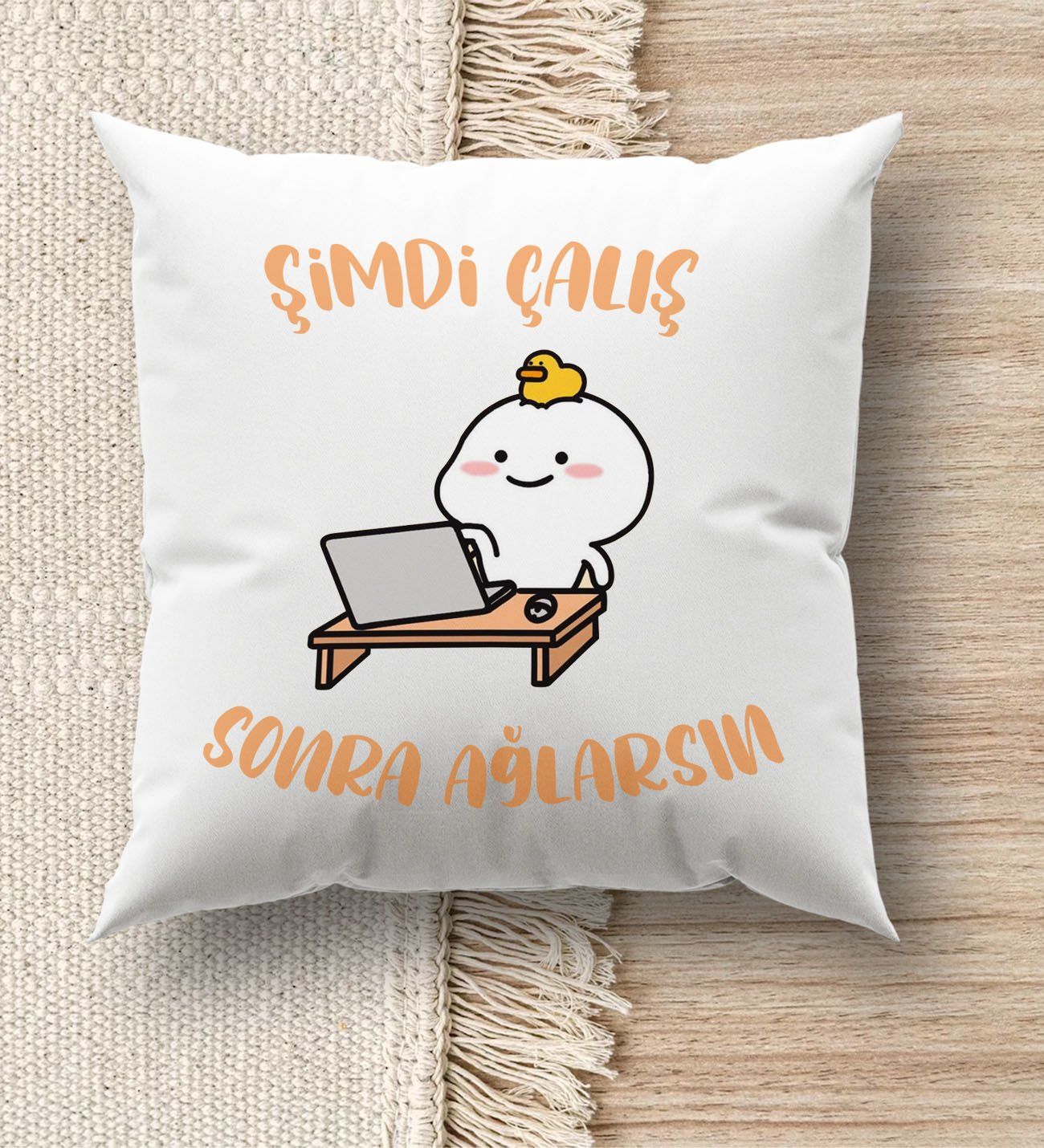 BK Gift Esprili Beyaz Kırlent Yastık, Ev Hediyesi, Ev Dekorasyonu, Dekoratif Hediye-10