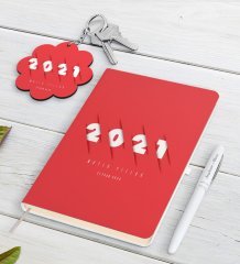 Kişiye Özel 2023 Mutlu Yıllar Beyaz Defter Kalem ve Anahtarlık Hediye Seti-1