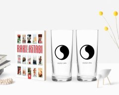 Kişiye Özel Renkli Baskılı İsimli İkili Rakı Bardağı ve Rakı Cep Kitabı Hediye Seti-125