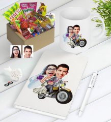 Kişiye Özel Evleniyoruz Karikatürlü Nostaljik Lezzetler Defter Kalem Kupa Hediye Seti-8