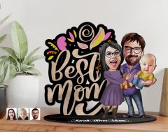 BK Gift Kişiye Özel Aile Karikatürlü 3D Ahşap Biblo, Anneler Günü Biblo, Ahşap Biblo, Anneye Hediye, Ev Dekoru-2