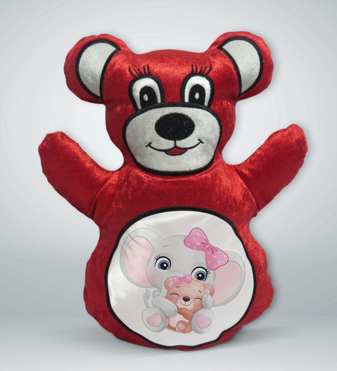 BK Gift Sevimli Fil Tasarımlı Kırmızı Ayıcık Yastık-6