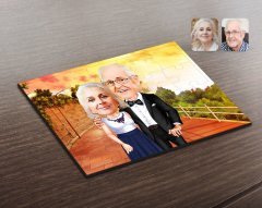 Kişiye Özel Dede ve Büyükanne Karikatürlü Ahşap Puzzle-1