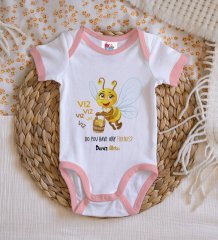 BK Kids Kişiye Özel Pembe Bebek Body Zıbın - Model 66
