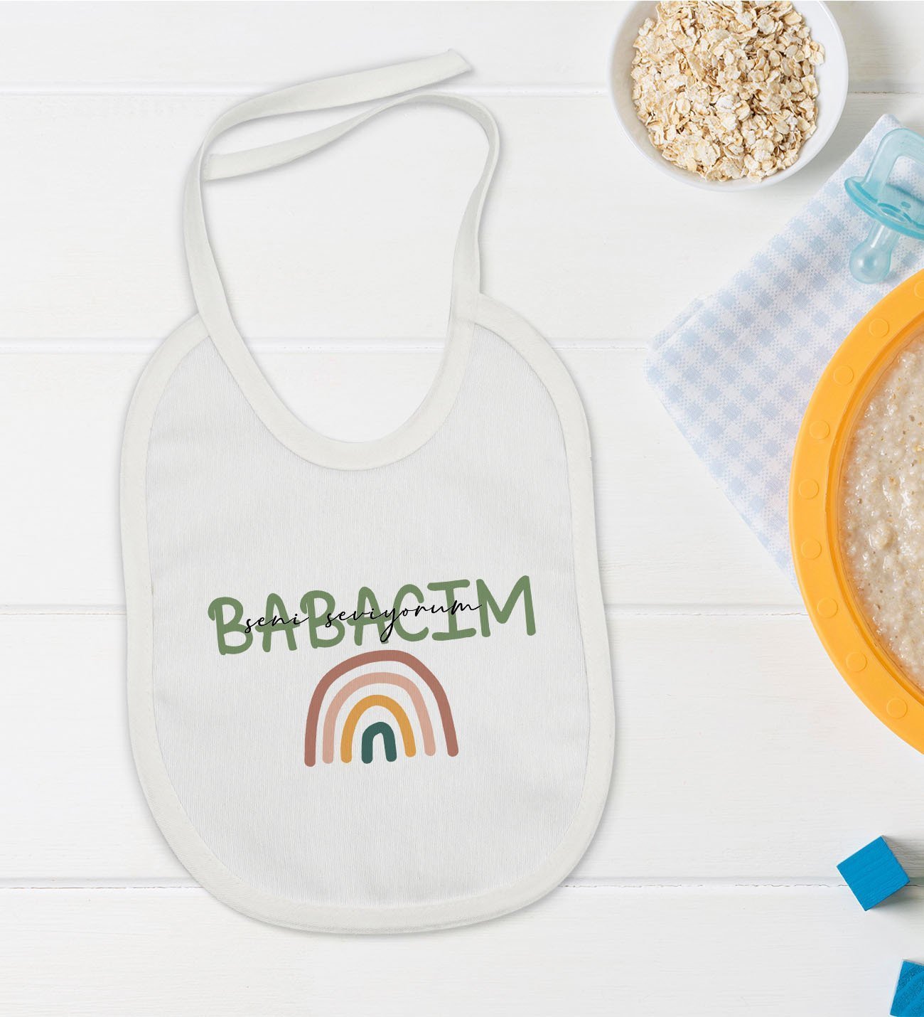BK Kids Babalar Günü Tasarımlı Bebek Mama Önlüğü - Model 1