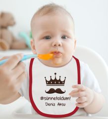 BK Kids Kişiye Özel Sünnet Oldum Tasarımlı Kırmızı Bebek Mama Önlüğü-1