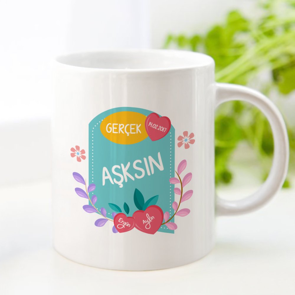 Kişiye Özel Gerçek Aşksın Beyaz Kupa Bardak