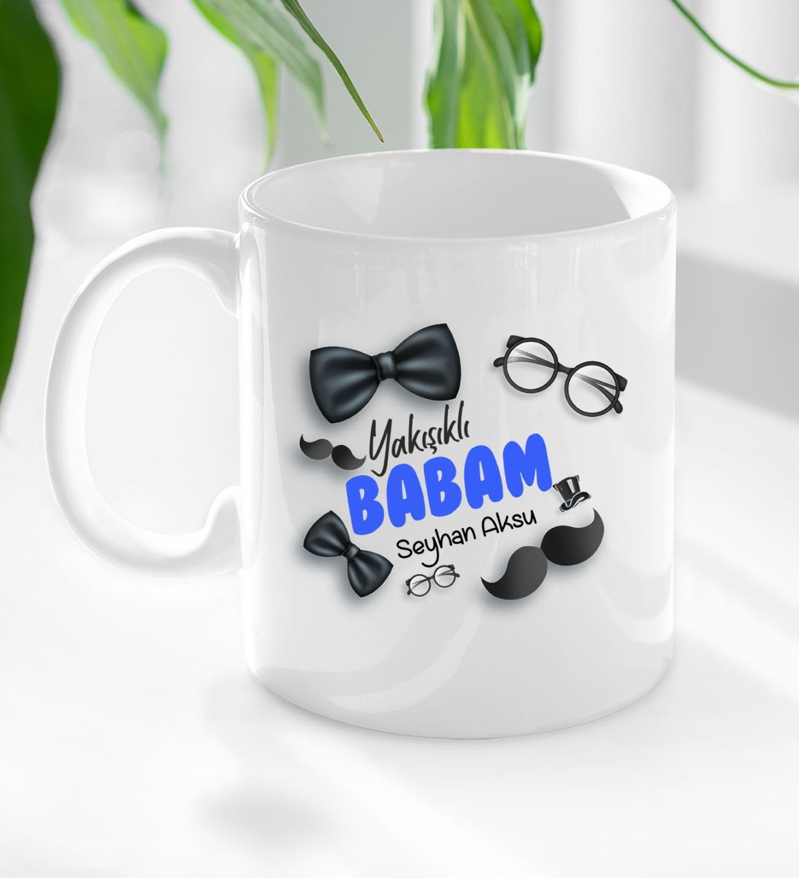 Kişiye Özel Babalar Günü Hediyesi Yakışıklı Babam Tasarımlı Kupa Bardak-2
