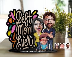 BK Gift Kişiye Özel Aile Karikatürlü 3D Ahşap Biblo, Anneler Günü Biblo, Ahşap Biblo, Anneye Hediye, Ev Dekoru-1